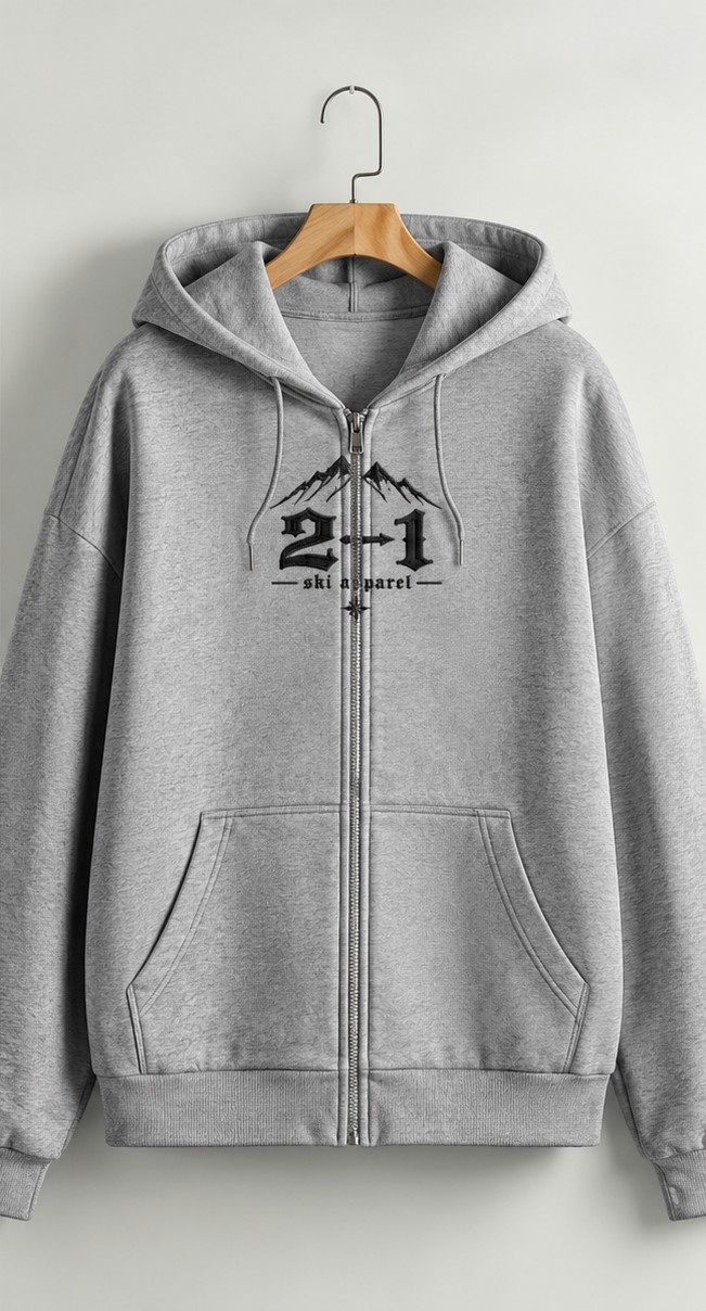 2-1 Zip-Up Hoodie — Heather Grey