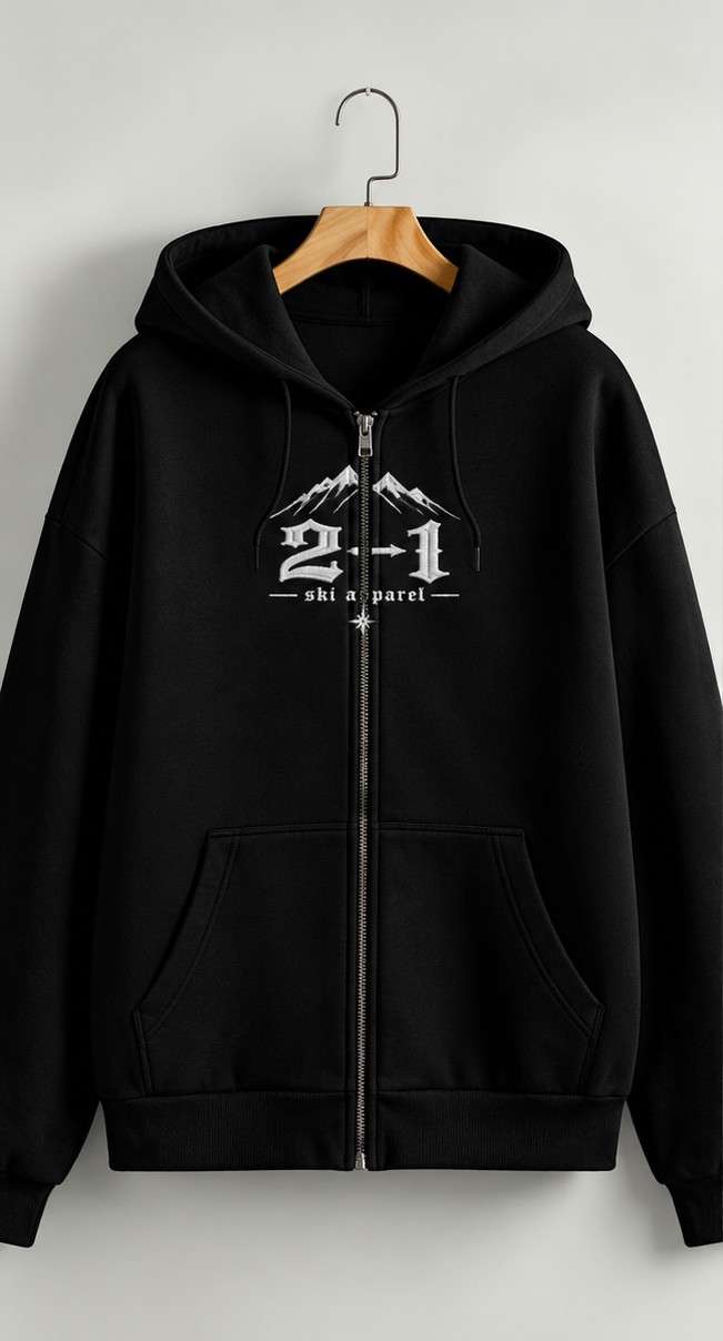 2-1 Zip-Up Hoodie — Black